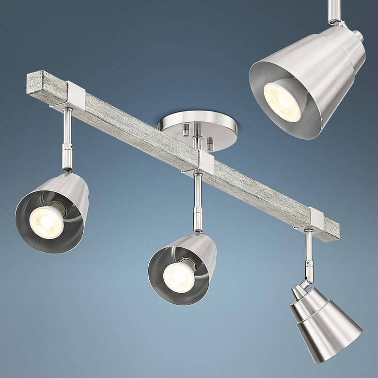 Image 1 Pro Track Copalis 3-Light Nickel and Wood LED Track Fixture