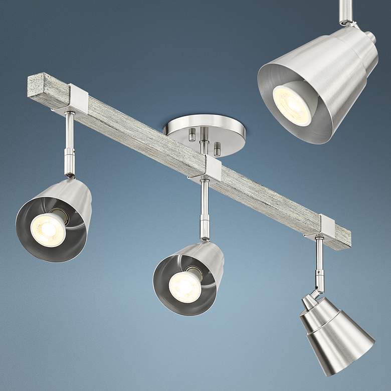 Image 1 Pro Track Copalis 3-Light Nickel and Wood Track Fixture