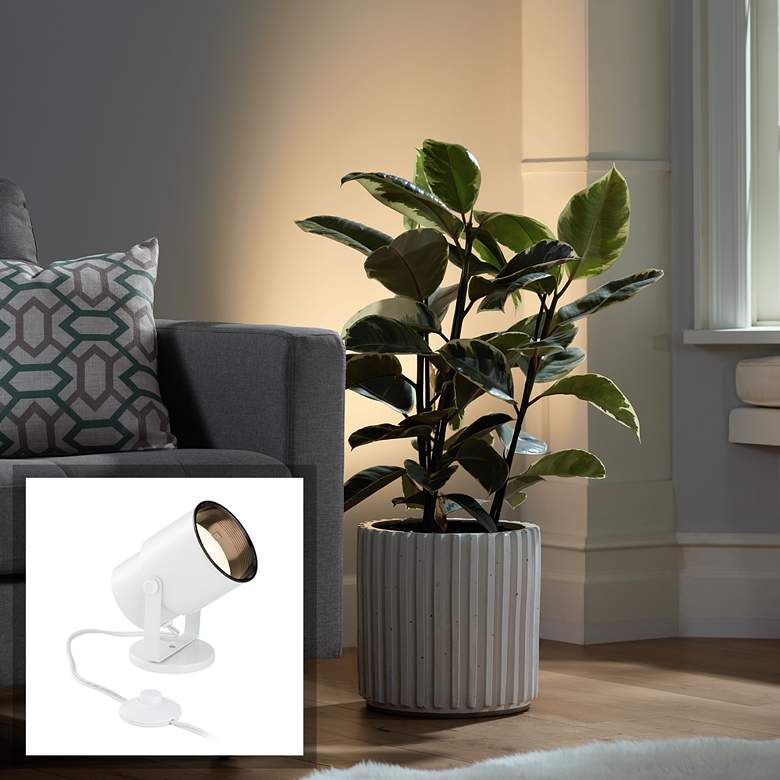 Image 1 Pro Track Cord-n-Plug 8" High White Accent Uplight with Foot Switch