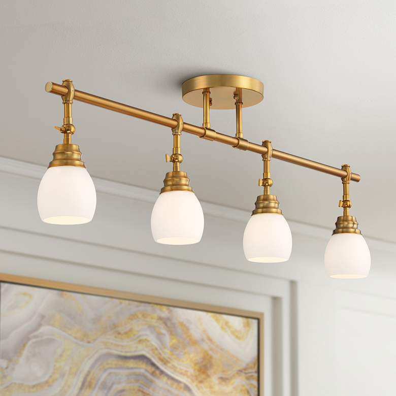 Image 1 Pro Track Elm Park 4-Head Gold Finish Wall or Ceiling Track Light Kit