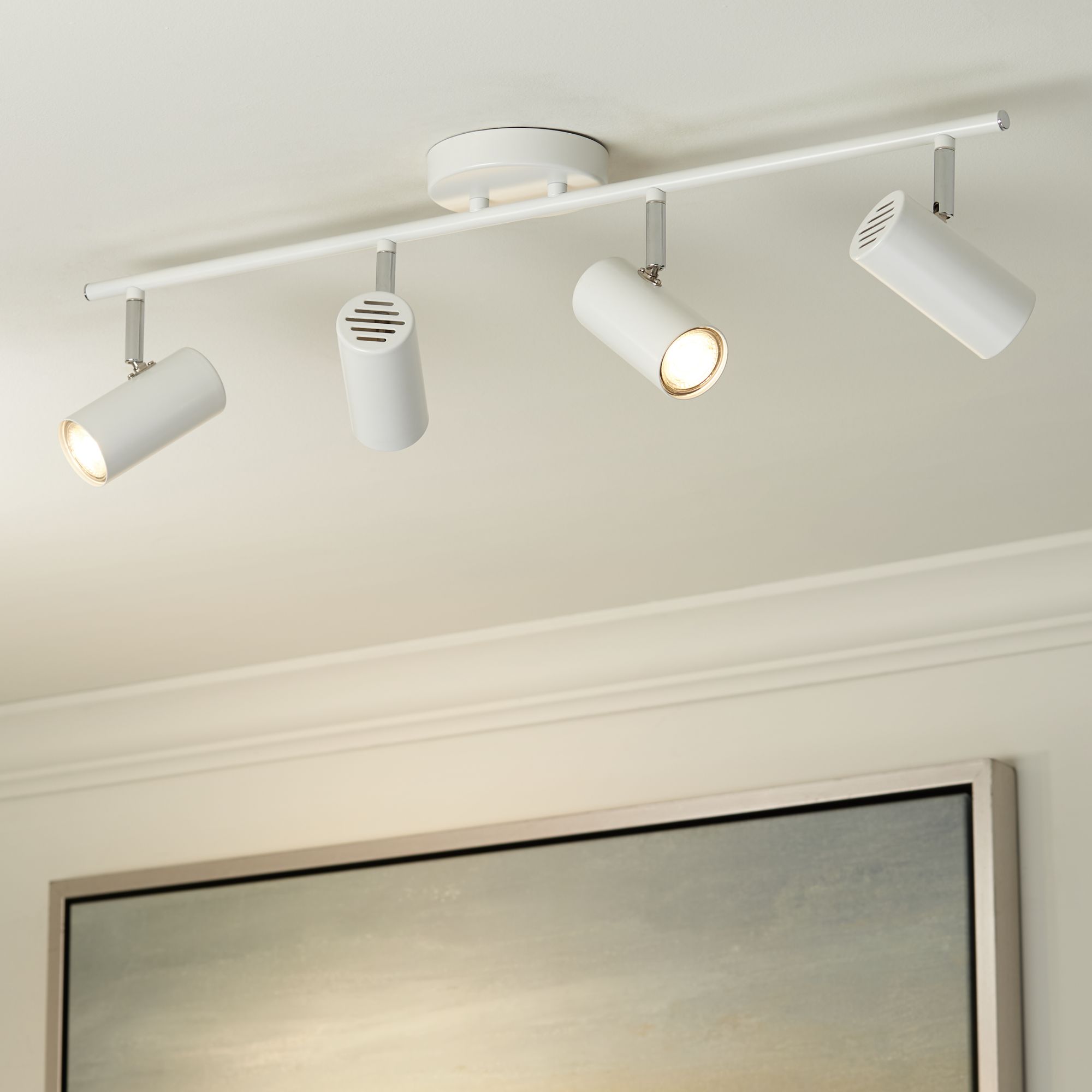 white ceiling track lighting