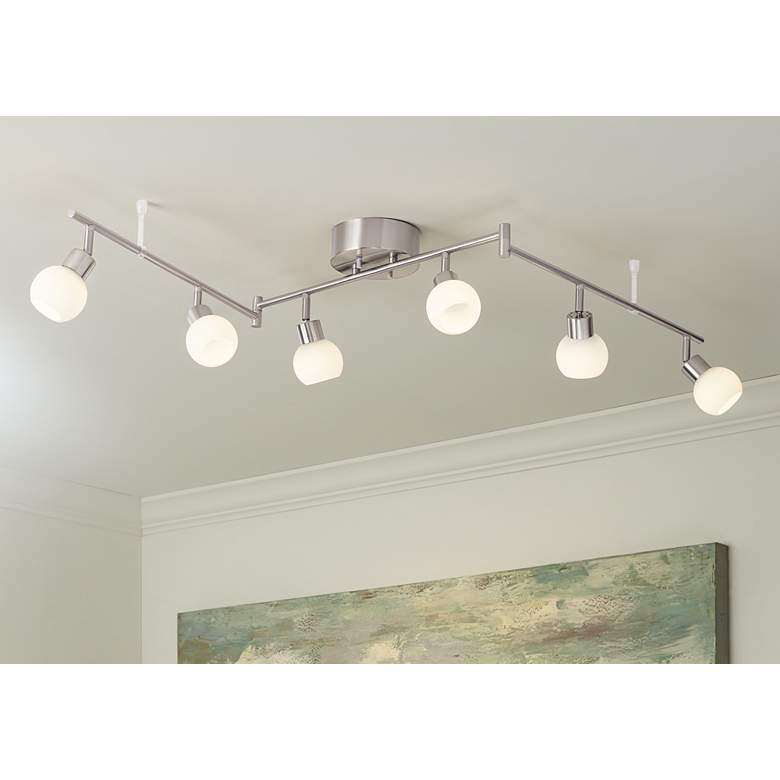Image 1 Pro Track® Globe 6-Light LED Track Kit in Satin Nickel