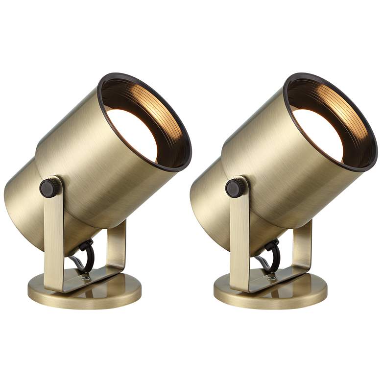 Image 1 Pro Track Gold Finish 8" High Adjustable Accent Uplight Set of 2