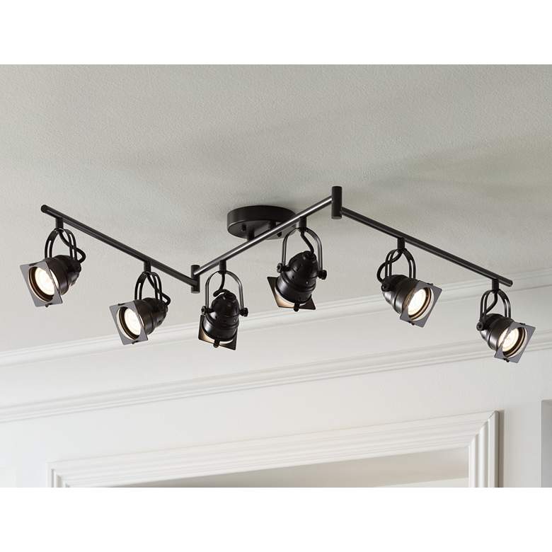 Image 1 Pro Track Hamilton 62 3/4 inch 6-Light Bronze Swing Arm LED Track Light