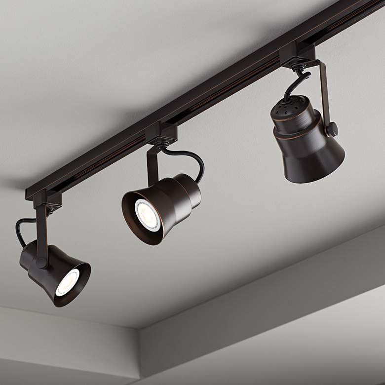 Image 1 Pro Track Jenna 44" Linear 3-Light Bronze LED Track Ceiling Fixture