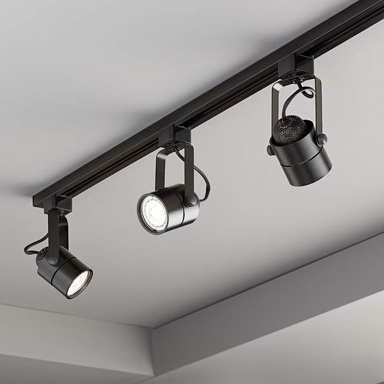 Image 1 Pro Track Layna Linear 3-Light Black LED Bullet ceiling or wall Track Kit