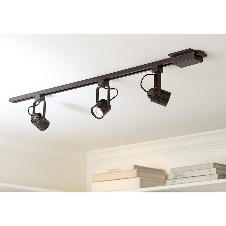 Image 1 Pro Track Layna Linear 3-Light Bronze LED Bullet ceiling or wall Track Kit