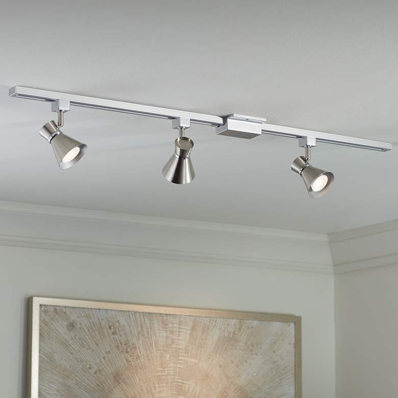 Image 1 Pro Track Linear 3-Light Brushed Nickel LED Track Kit