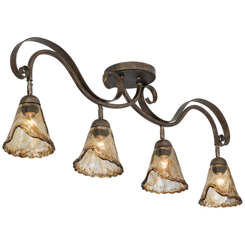 Image 2 Pro Track Organic Amber Glass 4-Light Ceiling Track Fixture with LED Bulbs
