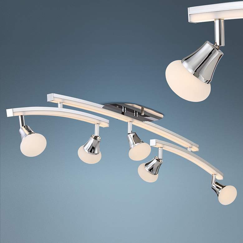 Image 1 Pro Track Quincy 5-Light Chrome LED Swing Arm Track Fixture