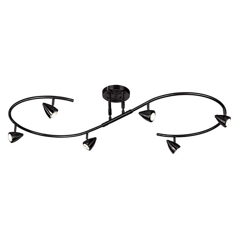 Image 1 Pro Track Salazar 54" Wide Black 6-Light LED S-Wave Track Light