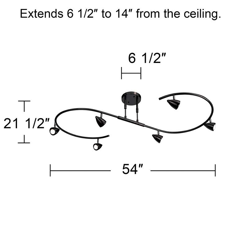 Image 6 Pro Track Salazar 54 inch Wide Black 6-Light LED S-Wave Track Light more views