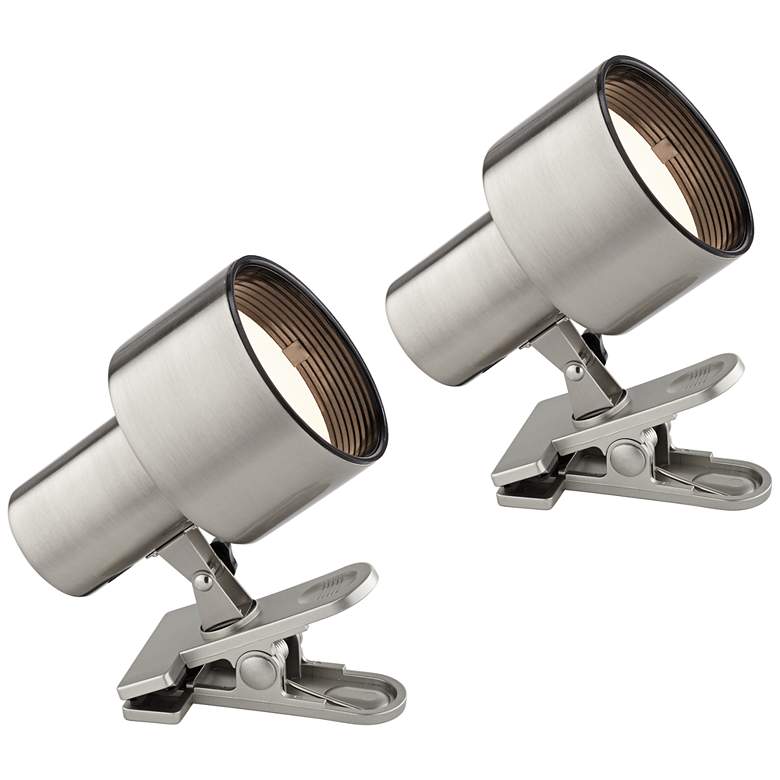 Image 1 Pro Track Satin Nickel 6 inchH Mini Accent Clip Lights Set of 2