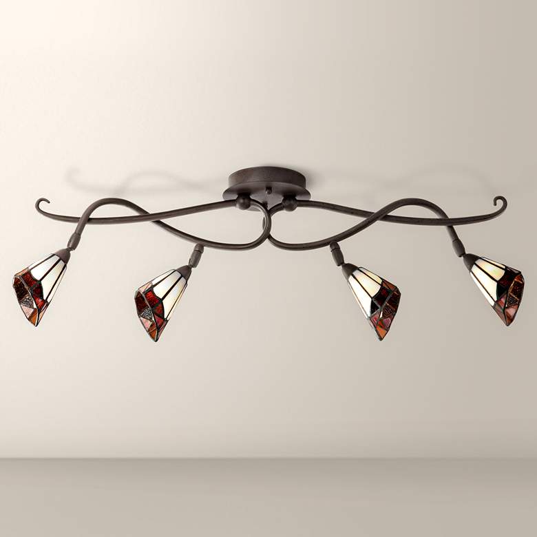 Image 1 Pro Track® Tiffany-Style Glass Scroll Ceiling Track Light