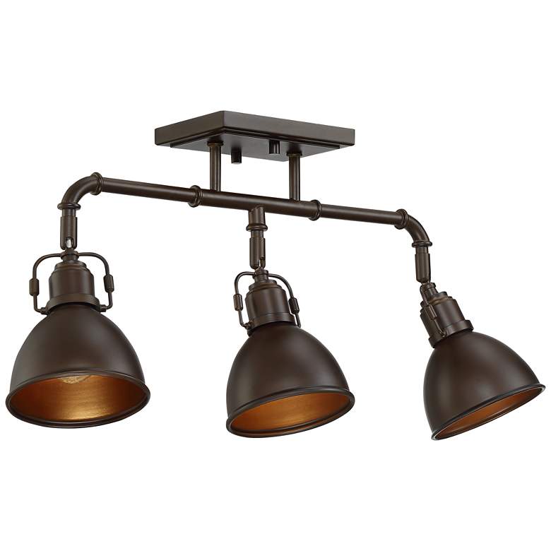 Image 6 Pro Track Wesley 25" 3-Light Rustic Industrial Bronze Track Fixture more views