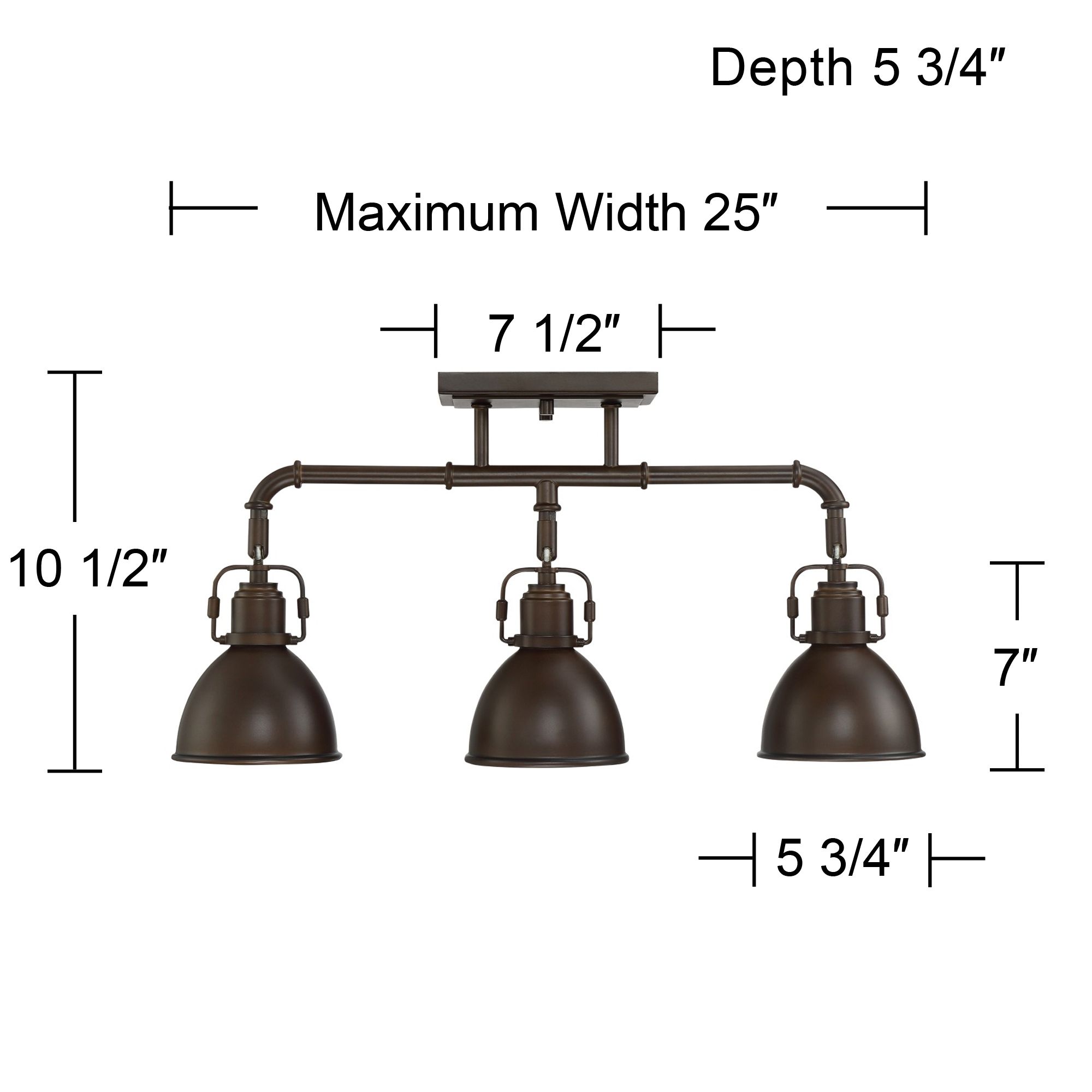 Pro Track Wesley 25" 3-Light Rustic Industrial Bronze Track Fixture