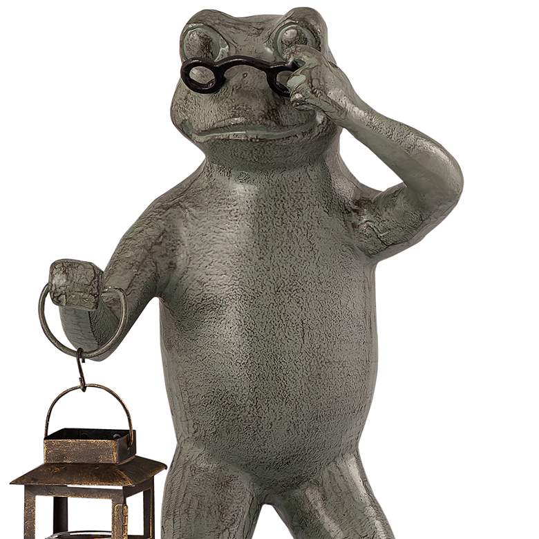 Image 2 Professor Frog 21 1/2"H Verdigris Garden Statue with Lantern more views