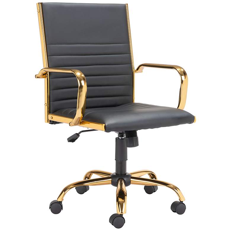 Profile Black Faux Leather Adjustable Swivel Office Chair