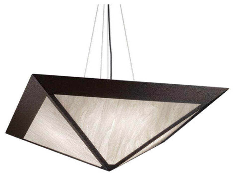 Profiles 18" Wide Dark Iron|Faux Alabaster Pendant
