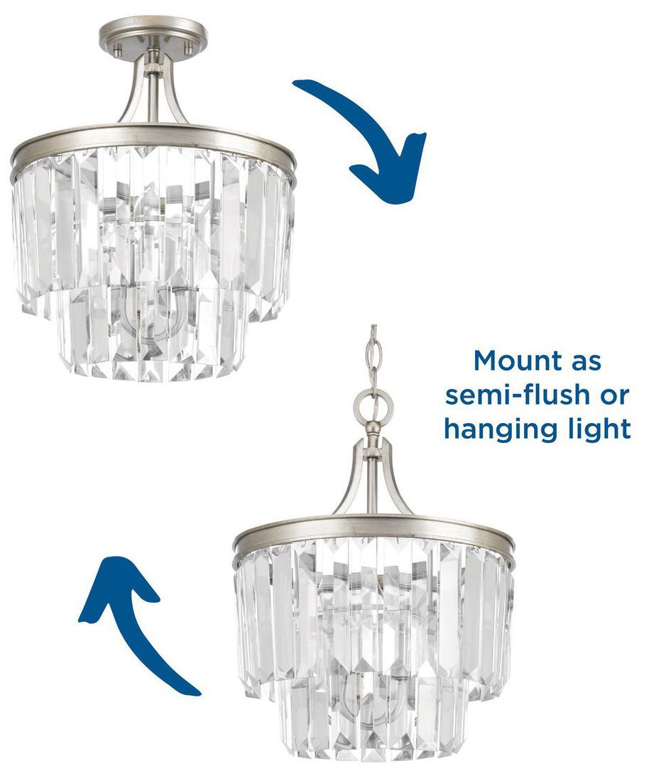 Image 4 Progress Light Glimmer Collection 3-Light 15-1/2" Semi-Flush Convertible more views