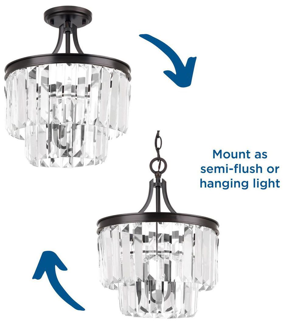 Image 4 Progress Light Glimmer Collection 3-Light 15-1/2" Semi-Flush Convertible more views