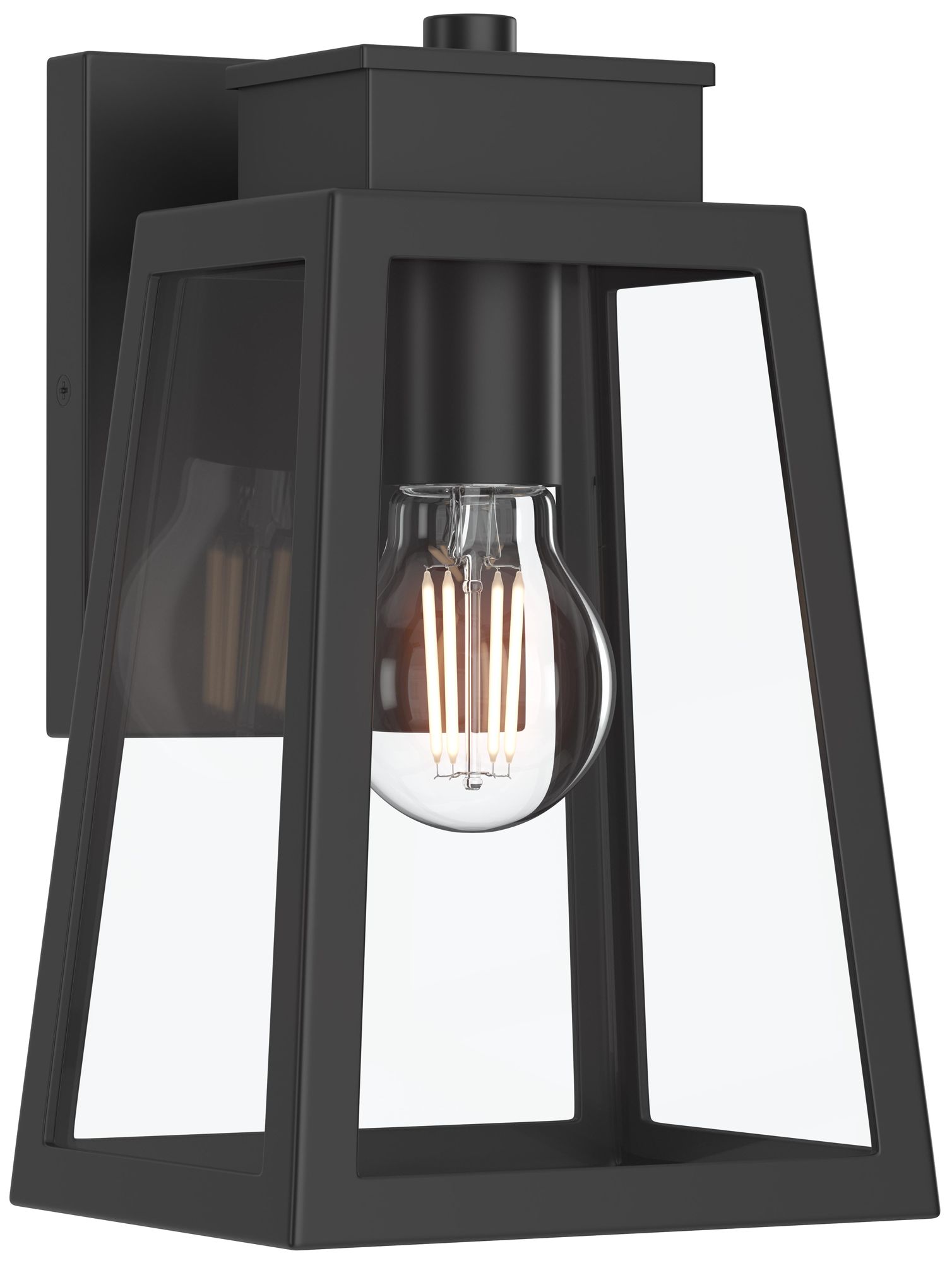 Progress Lighting 1-Light Matte Black Hedry Small Outdoor Wall Lantern