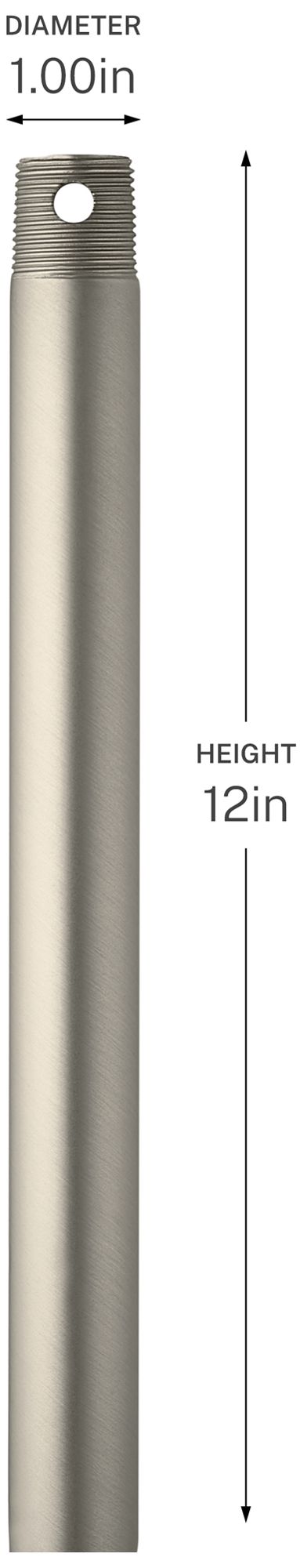 Image 2 Progress Lighting 12" Single Threaded Ceiling Fan Downrod Brushed Nickel more views