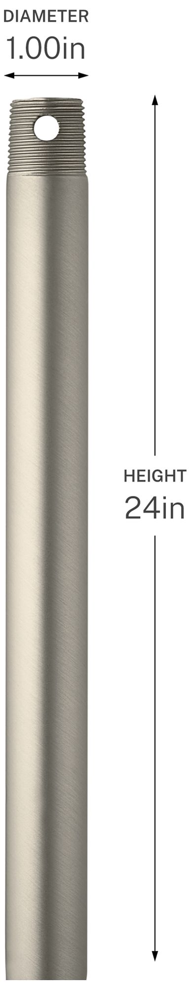 Image 2 Progress Lighting 24" Single Threaded Ceiling Fan Downrod Brushed Nickel more views