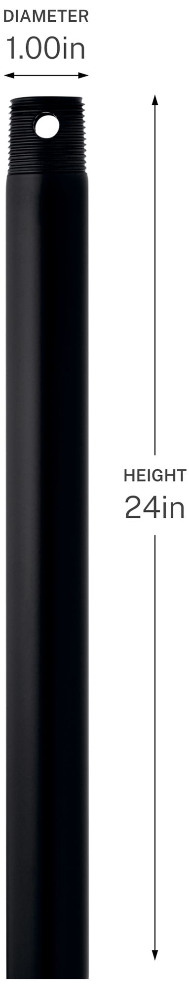 Image 2 Progress Lighting 24" Single Threaded Ceiling Fan Downrod Matte Black more views