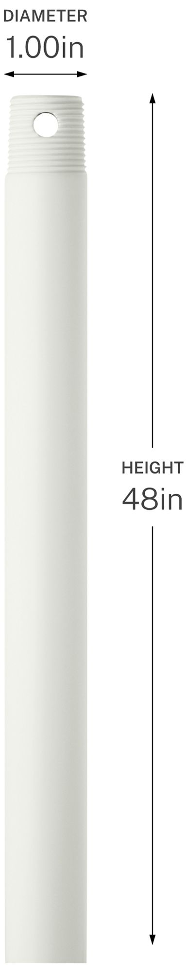 Image 2 Progress Lighting 48" Single Threaded Ceiling Fan Downrod Matte White more views