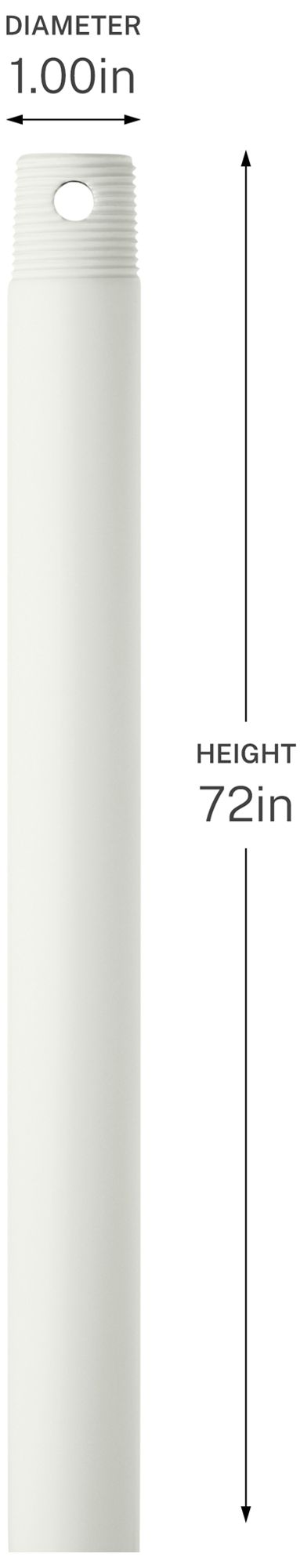 Image 2 Progress Lighting 72" Single Threaded Ceiling Fan Downrod Matte White more views
