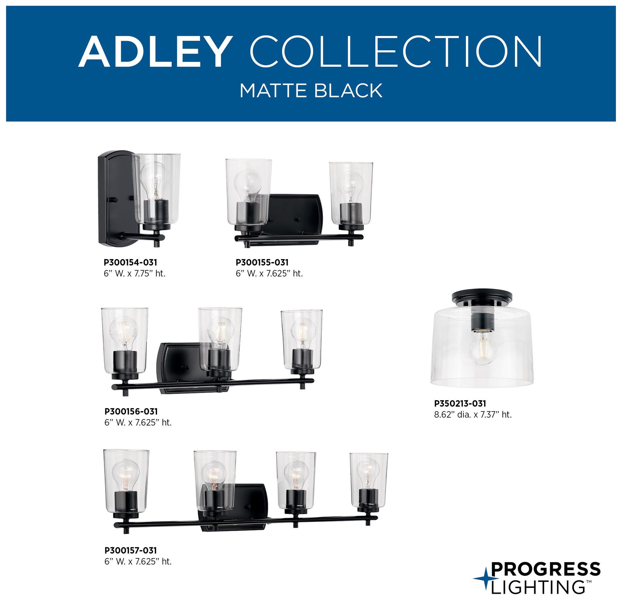 Progress Lighting Adley 1-Light Clear Glass New Traditional Vanity Light
