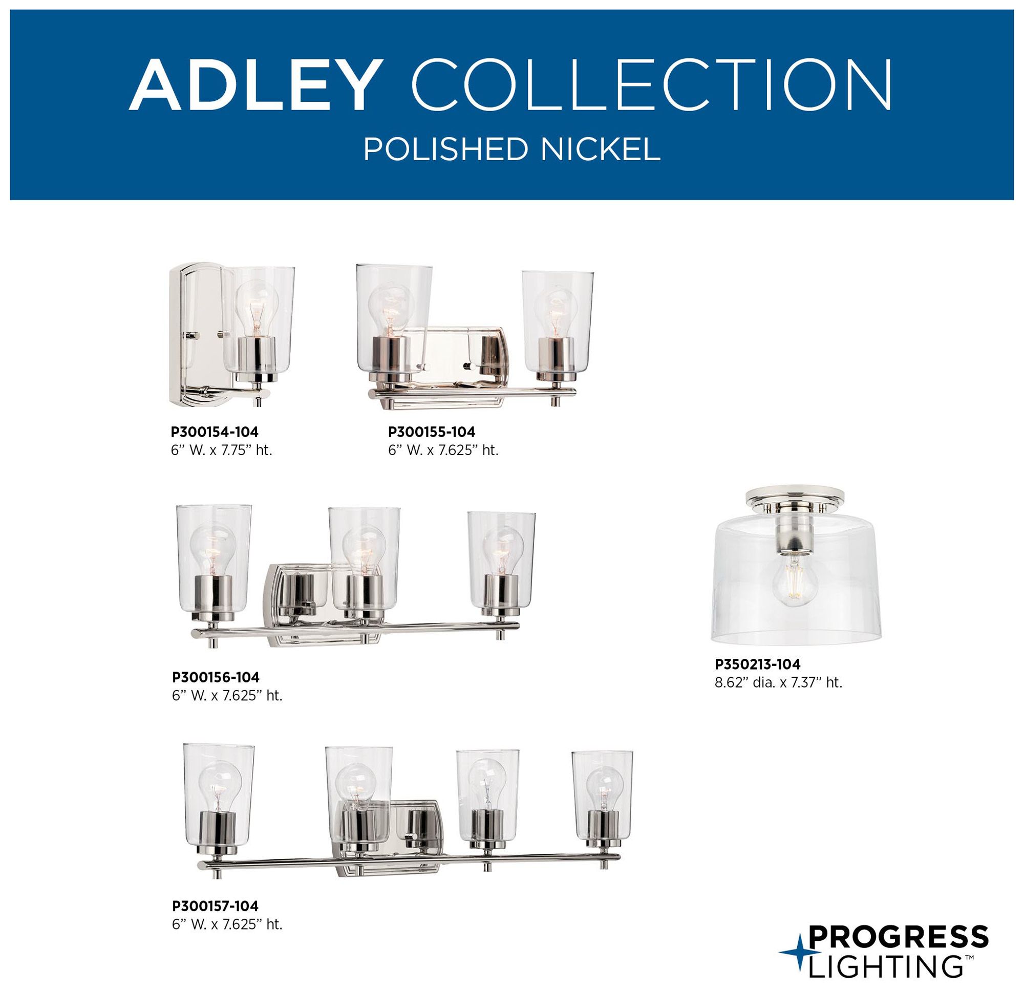 Image 7 Progress Lighting Adley 1-Light Clear Glass New Traditional Vanity Light more views