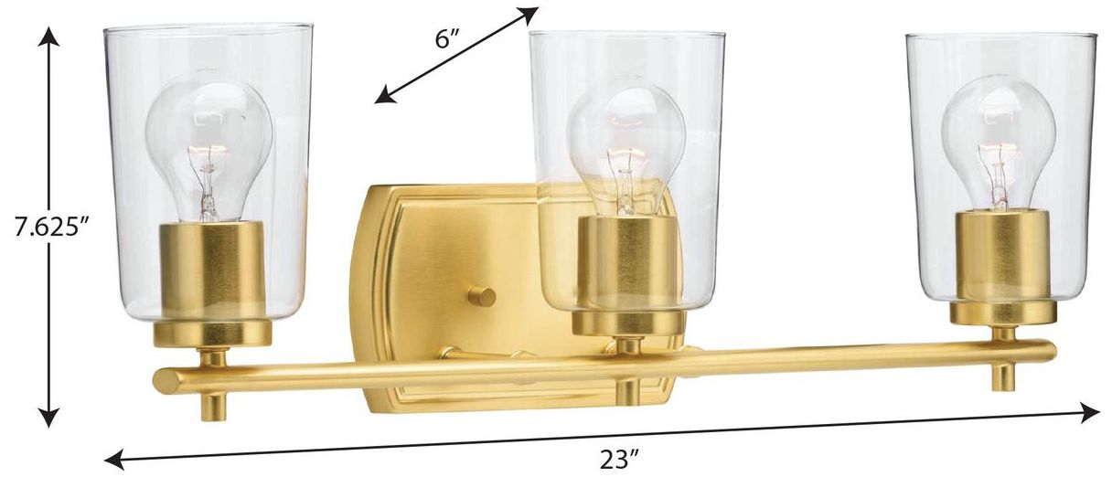 Image 4 Progress Lighting Adley 3-Light Clear Glass New Traditional Vanity Light more views