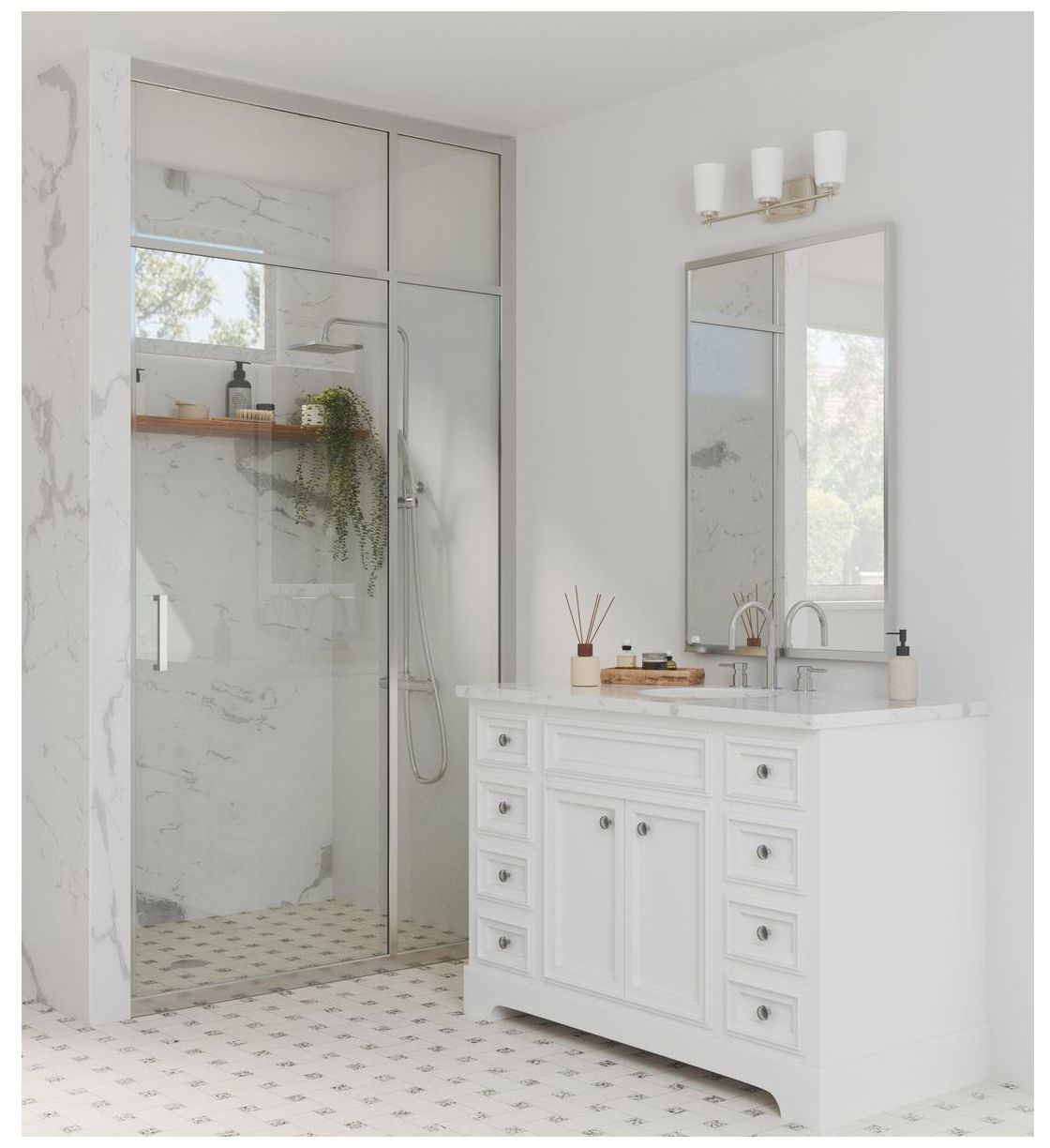 Image 2 Progress Lighting Adley 3-Light Etched Opal Glass Vanity Light more views