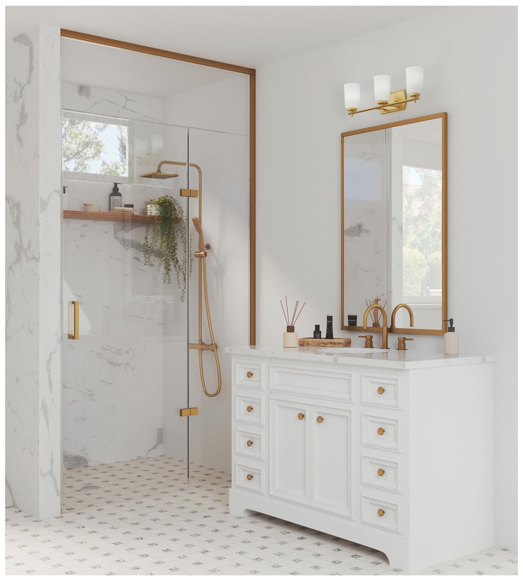 Image 2 Progress Lighting Adley 3-Light Etched Opal Glass Vanity Light more views