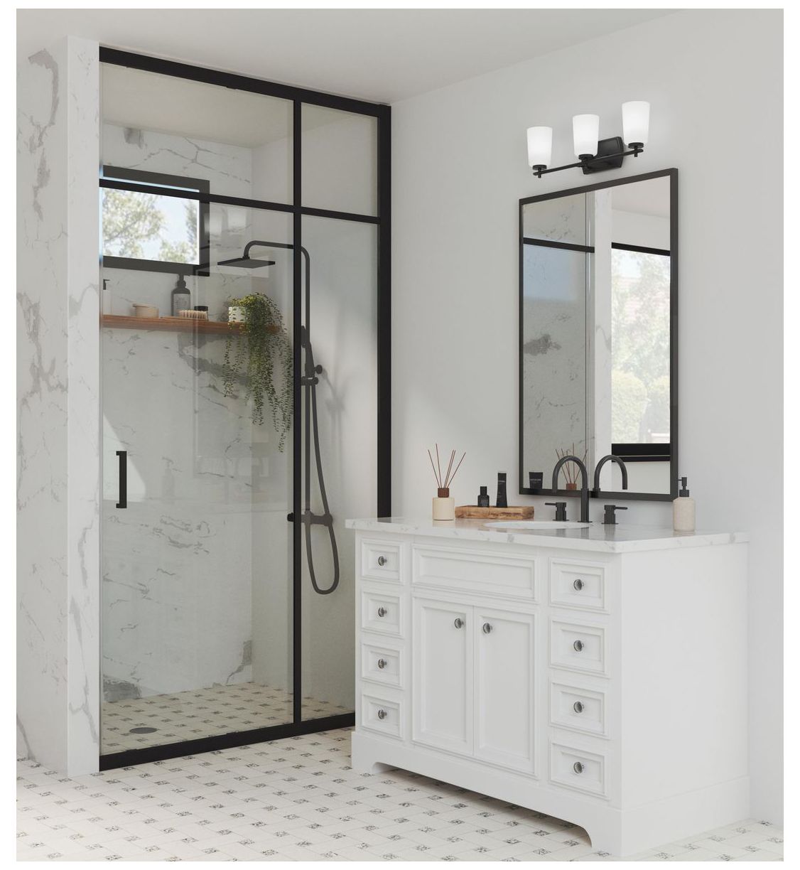 Image 2 Progress Lighting Adley 3-Light Etched Opal Glass Vanity Light more views