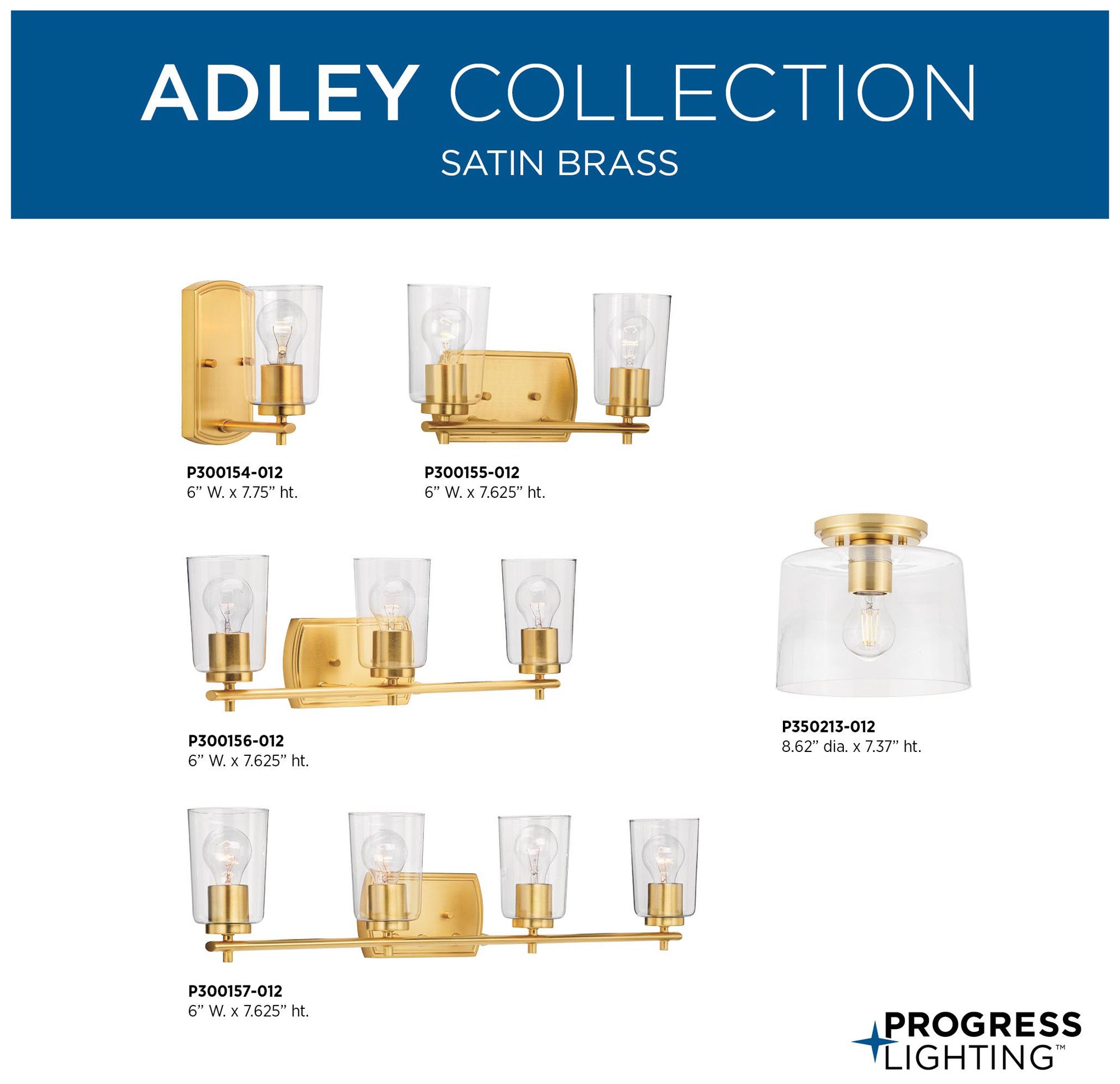 Progress Lighting Adley 4-Light Clear Glass New Traditional Vanity Light