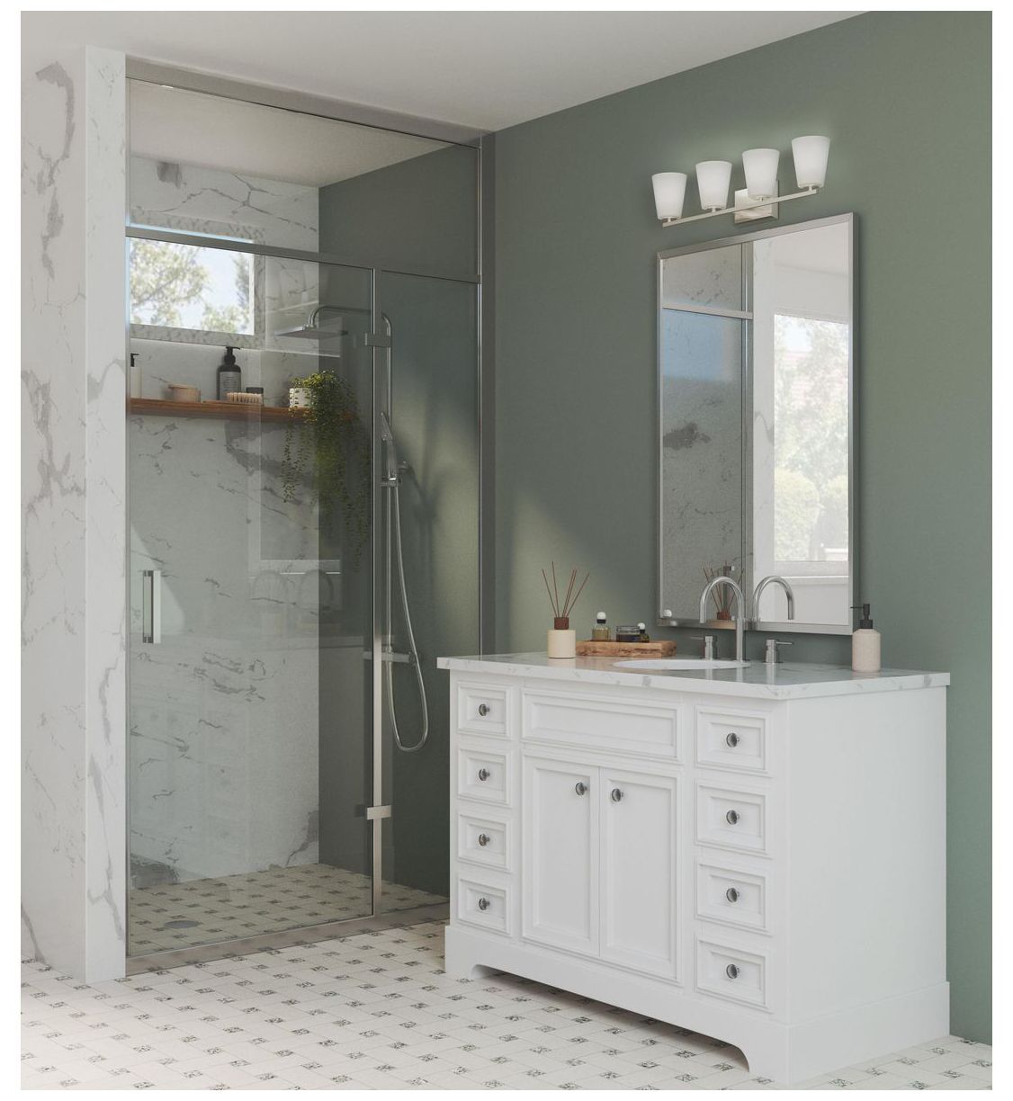 Image 3 Progress Lighting Adley 4-Light Etched Opal Glass Vanity Light more views