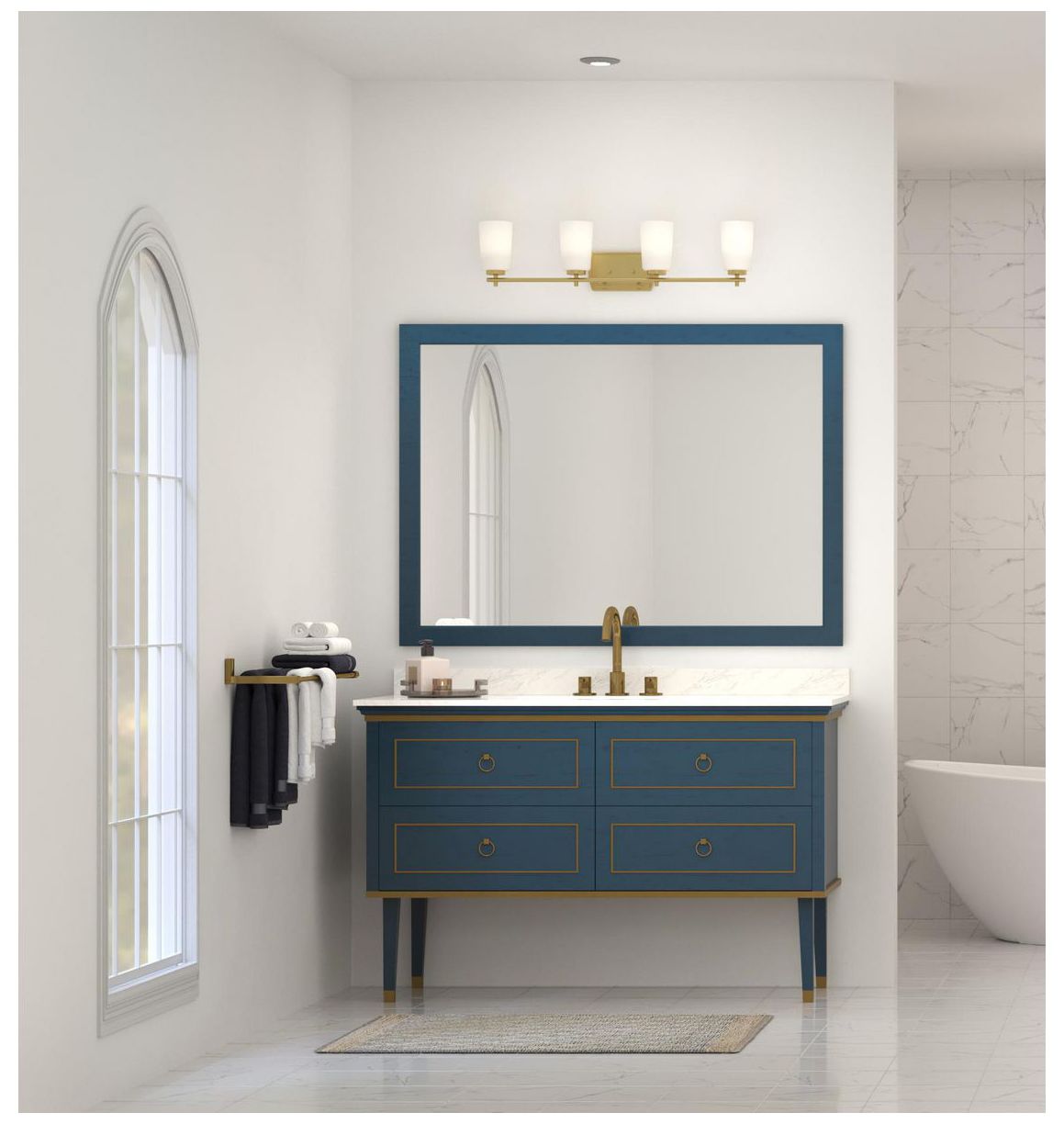 Image 2 Progress Lighting Adley 4-Light Etched Opal Glass Vanity Light more views
