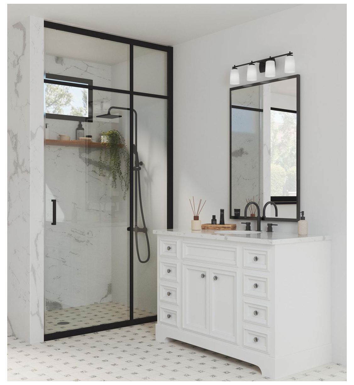 Image 2 Progress Lighting Adley 4-Light Etched Opal Glass Vanity Light more views