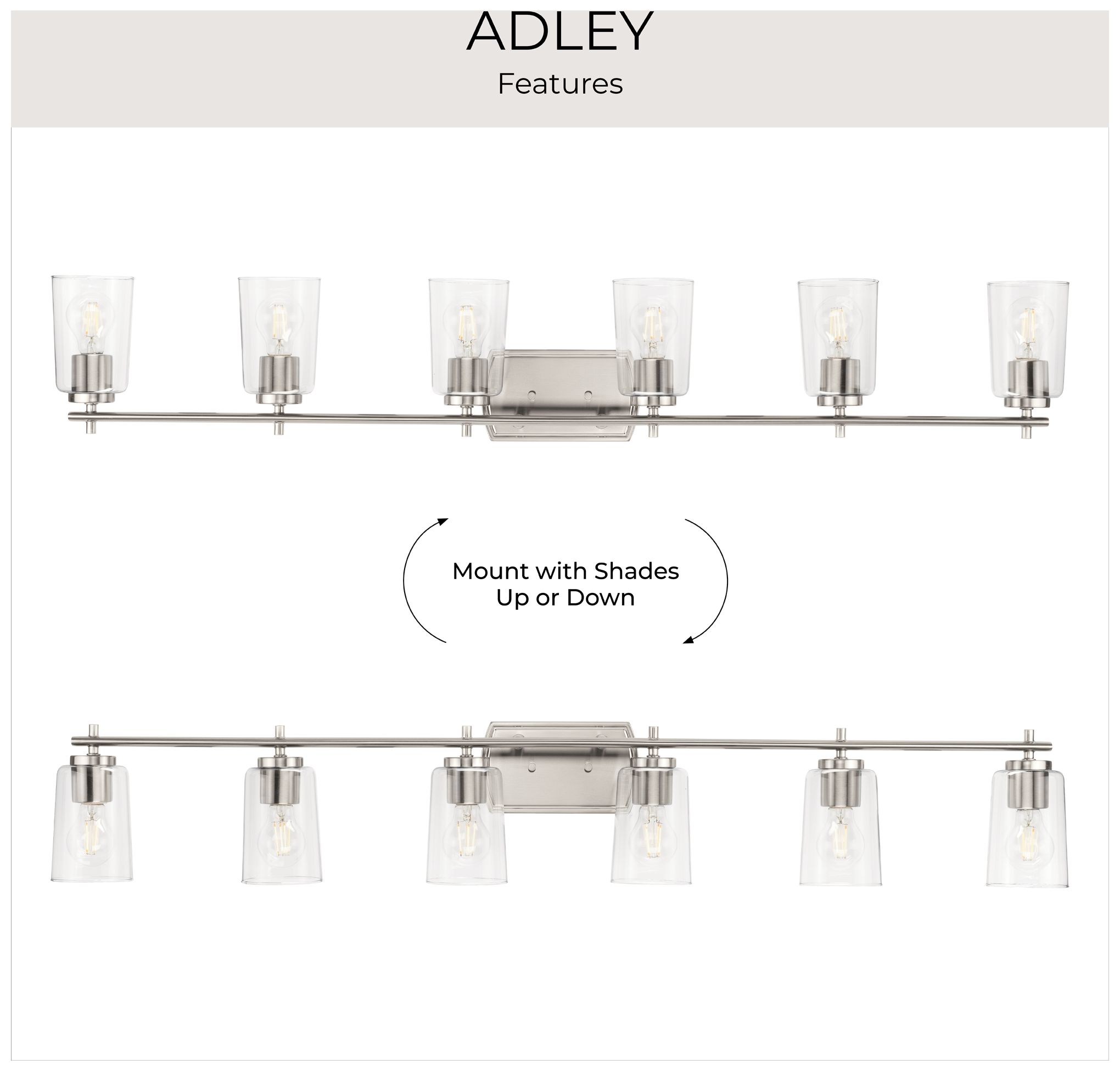 Image 6 Progress Lighting Adley 6-Light New Traditional Clear Glass Vanity Light more views