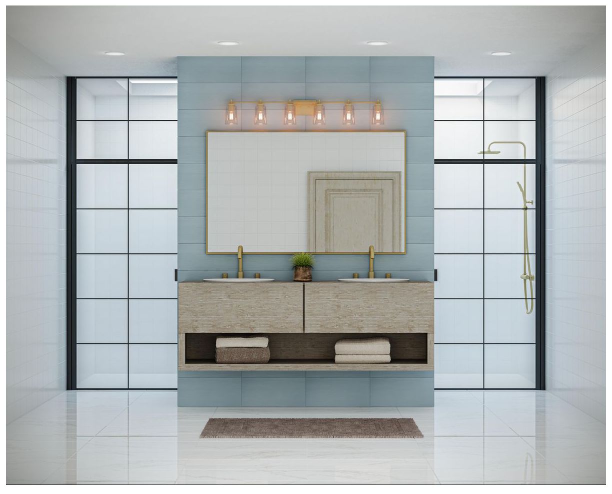 Image 2 Progress Lighting Adley 6-Light New Traditional Clear Glass Vanity Light more views