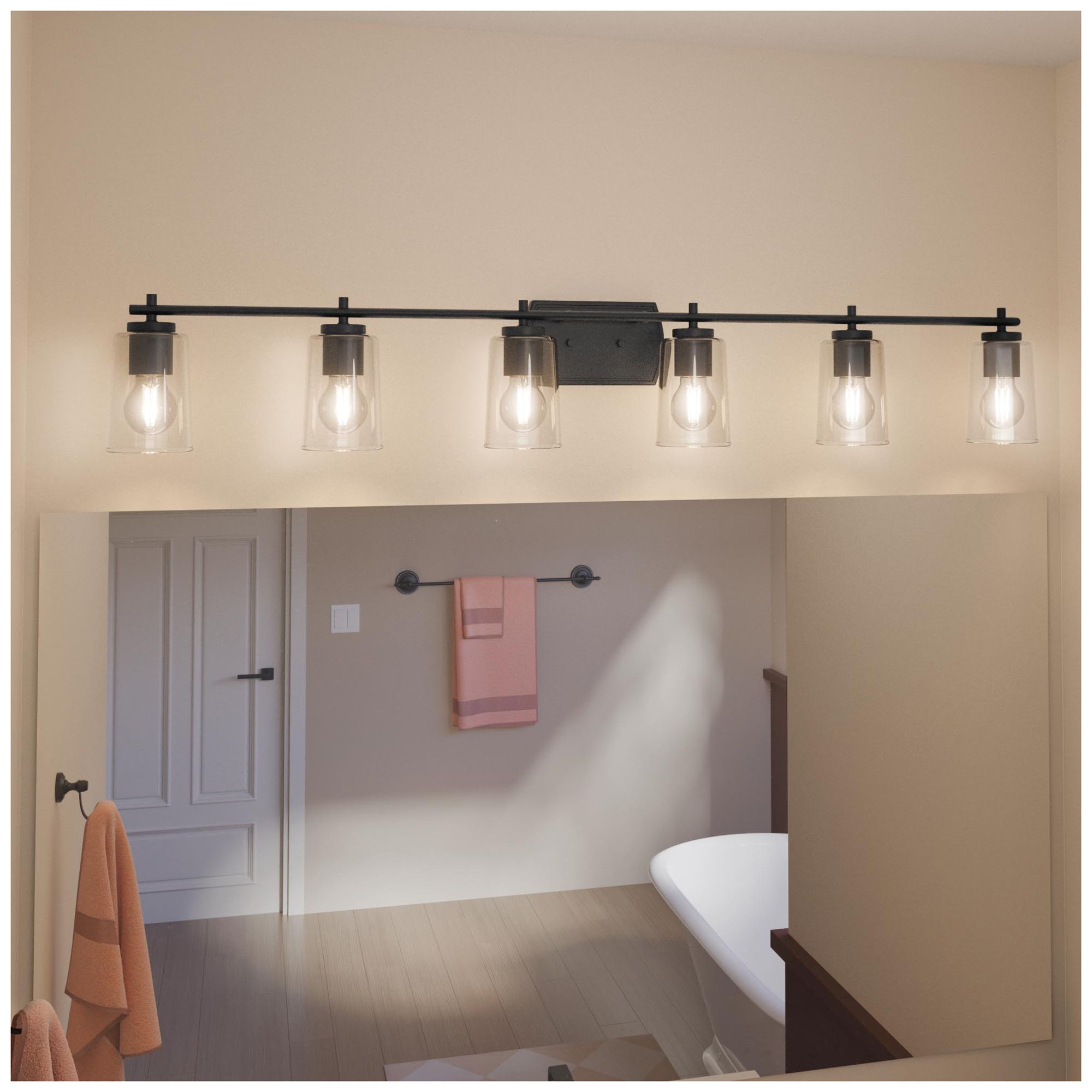 Image 2 Progress Lighting Adley 6-Light New Traditional Clear Glass Vanity Light more views