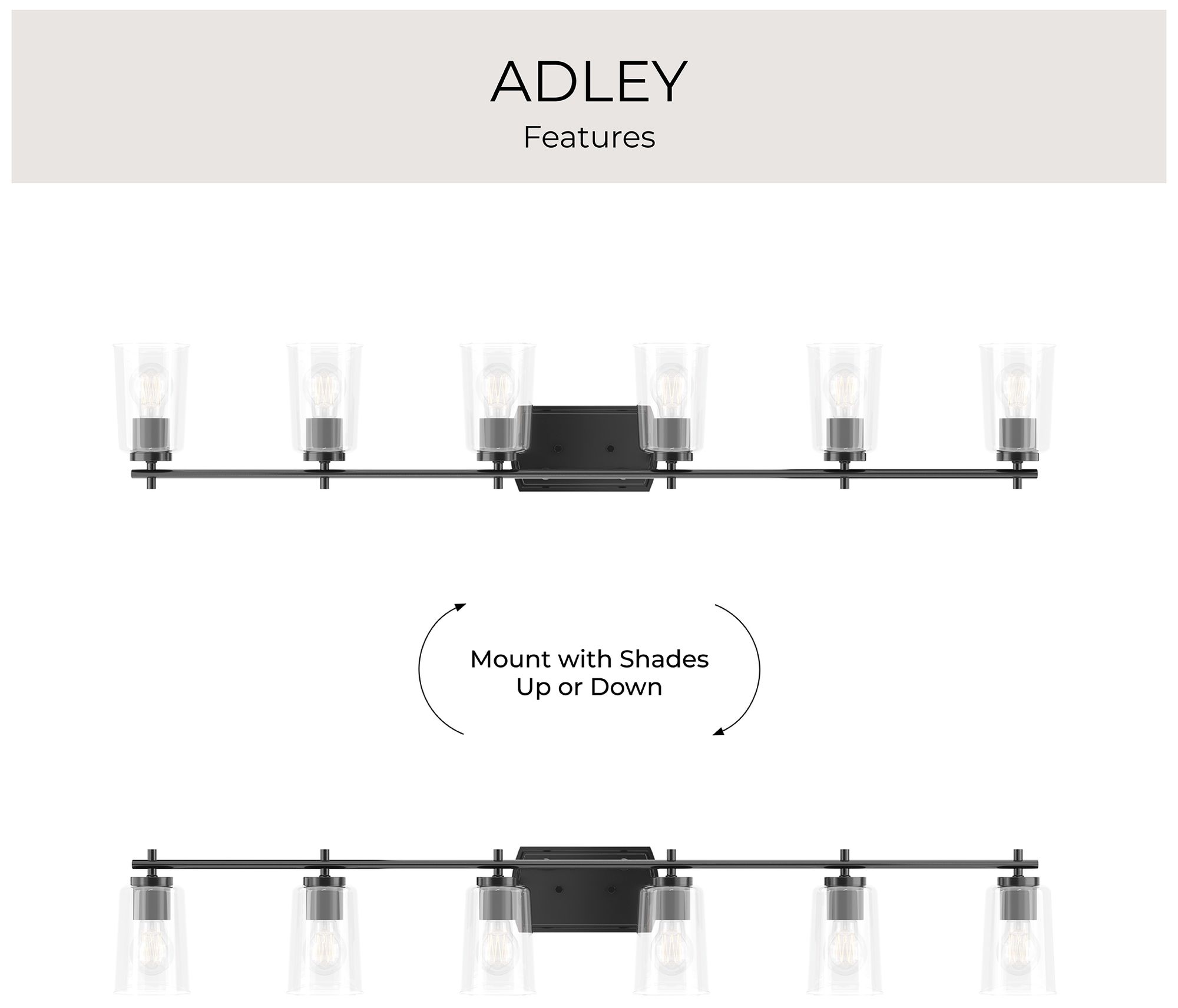 Progress Lighting Adley 6-Light New Traditional Clear Glass Vanity Light