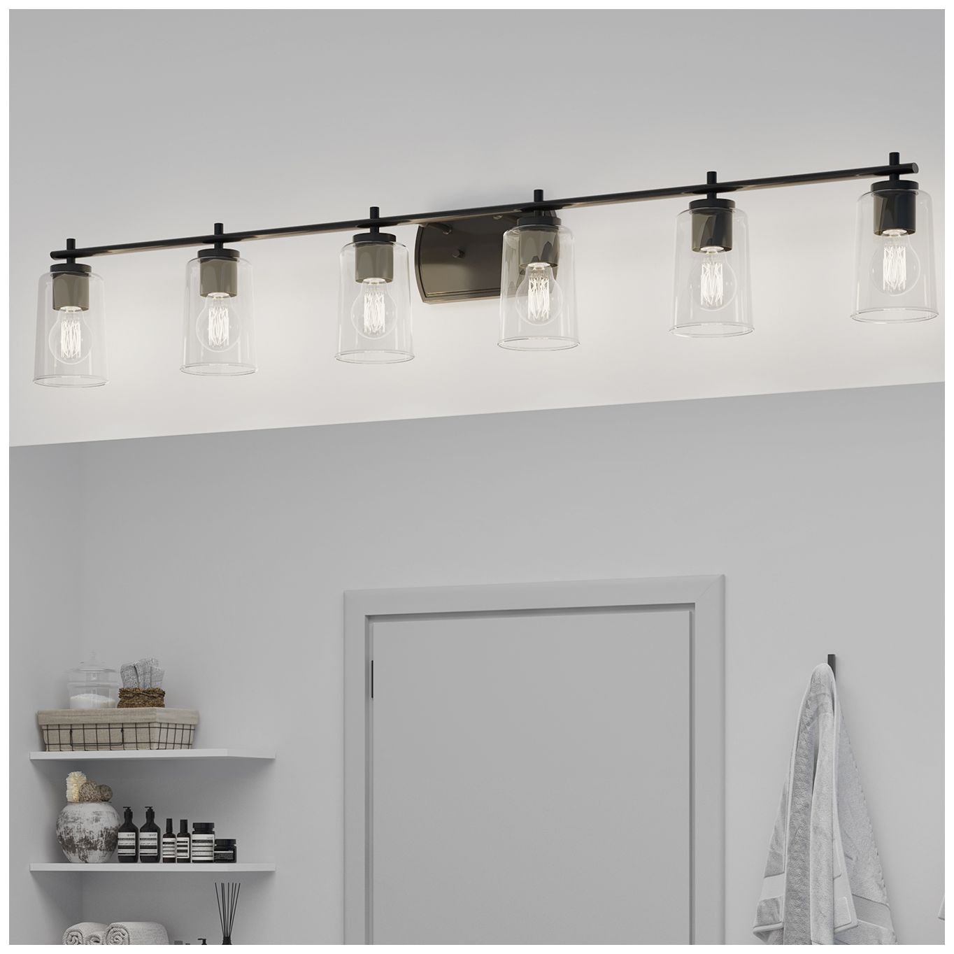 Progress Lighting Adley 6-Light New Traditional Clear Glass Vanity Light