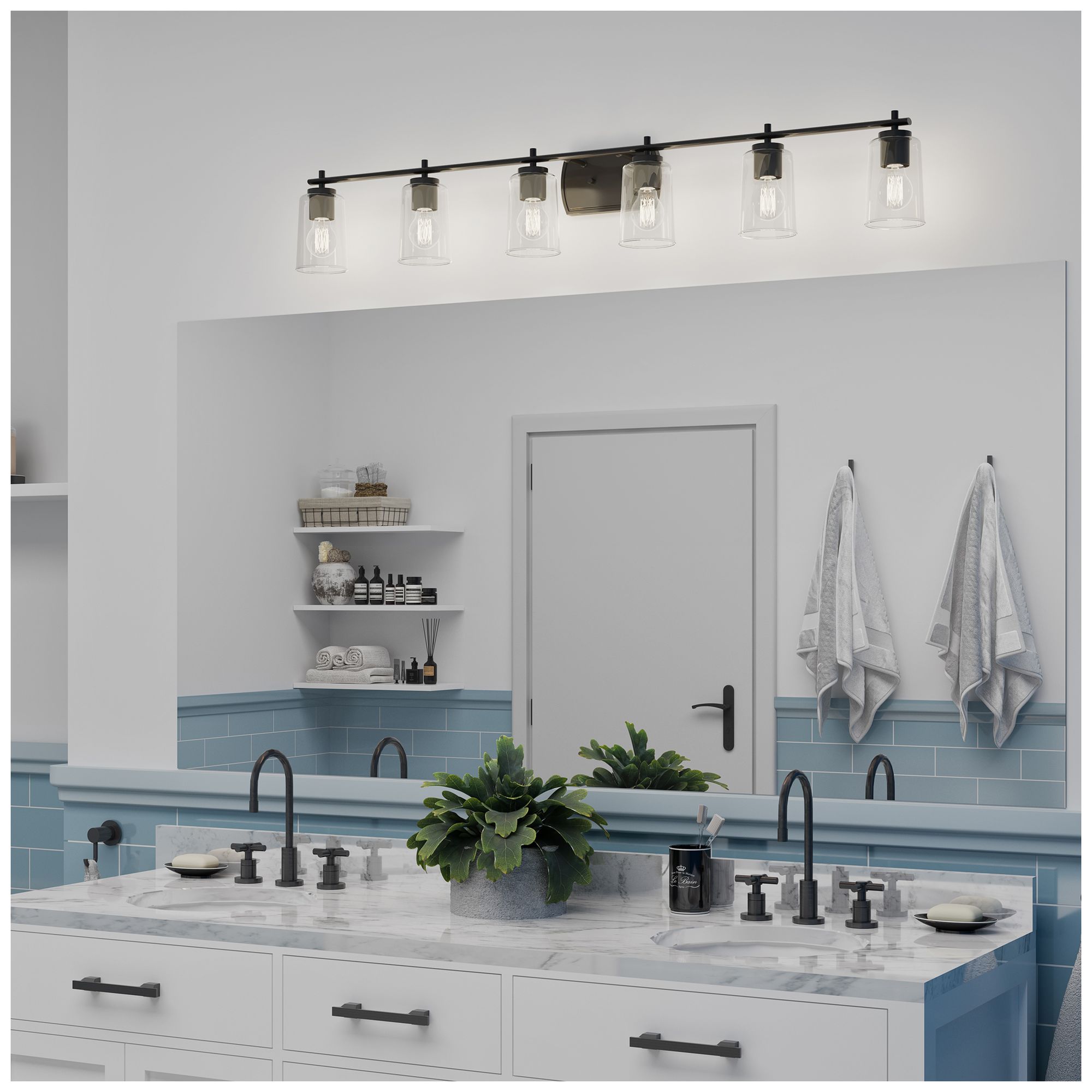 Progress Lighting Adley 6-Light New Traditional Clear Glass Vanity Light