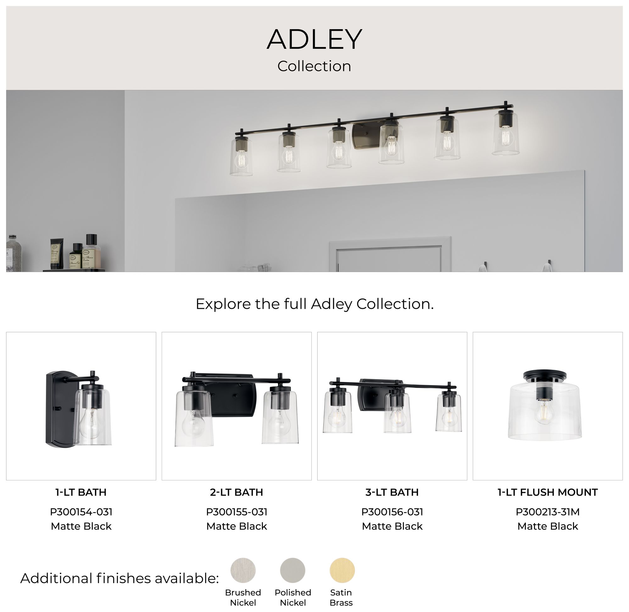 Progress Lighting Adley 6-Light New Traditional Clear Glass Vanity Light
