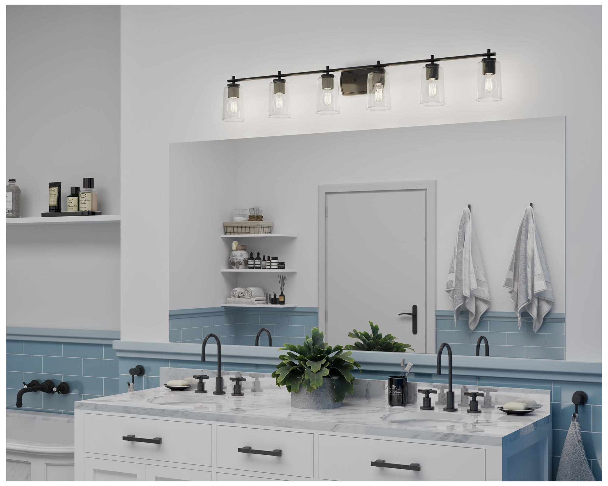 Image 3 Progress Lighting Adley 6-Light New Traditional Clear Glass Vanity Light more views