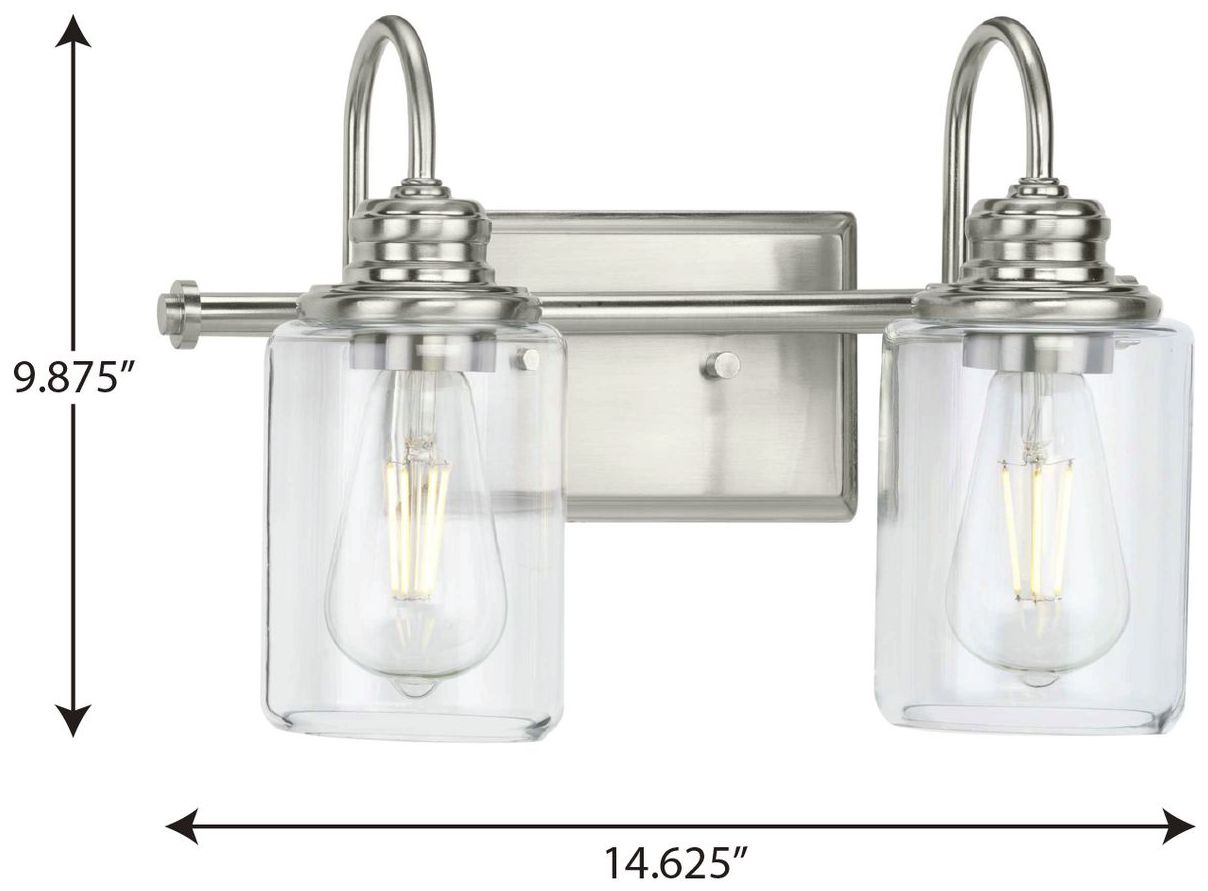 Image 4 Progress Lighting Aiken 2-Light Clear Glass Farmhouse Vanity Wall Light more views